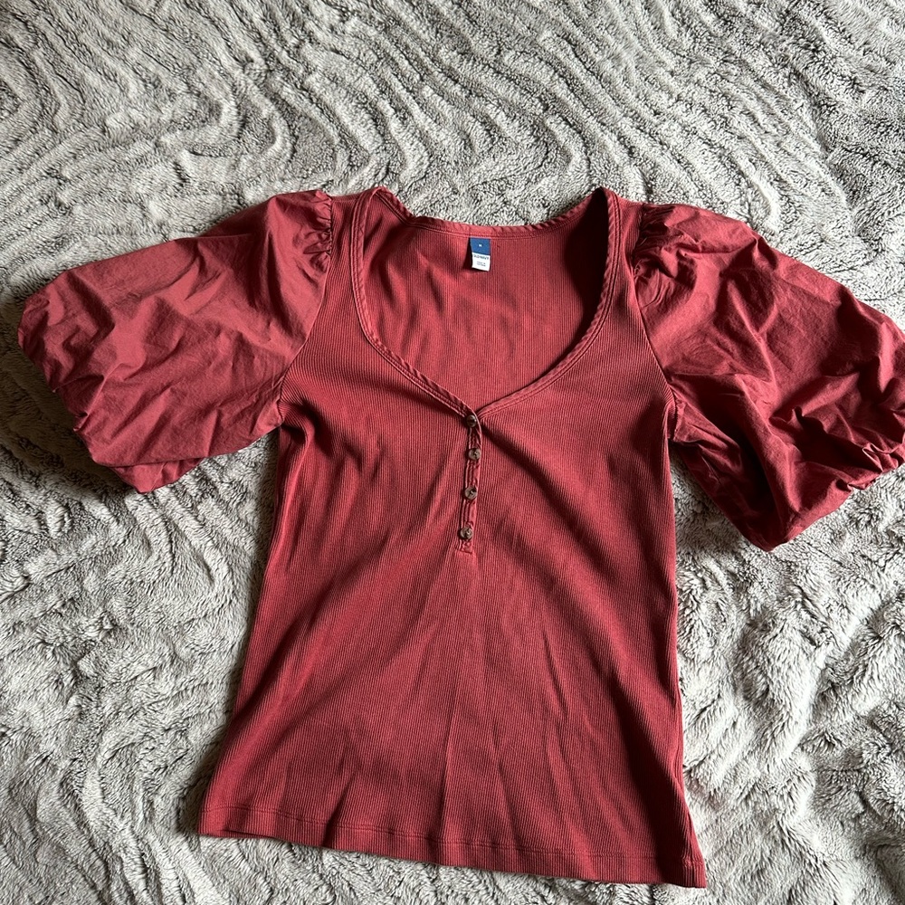 Old Navy Pink Puff Sleeve Top